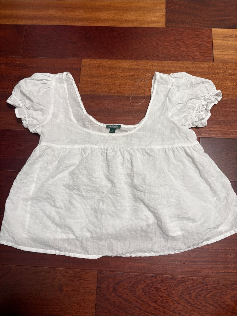 wild fable White Textured Lace-Trim Top